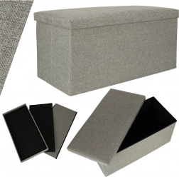 Pouf de rangement pliable gris 76x38x38 cm