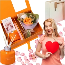 Coffret cadeau diffuseur à tiges à l’orange et roses
