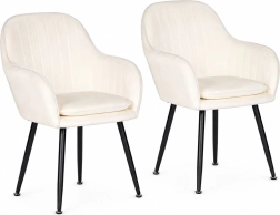 Ensemble de 2 chaises rembourrées en velours ModernHome, couleur crème