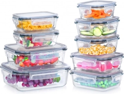 Bocaux alimentaires en verre avec couvercle et joint, set de 9 pièces