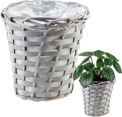 Cache-pot en osier gris 16 × 17 cm
