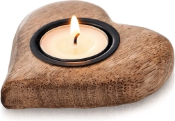 Bougeoir en bois pour bougie chauffe-plat mangue 10 × 10 cm
