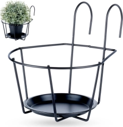 Support de balcon en métal pour pot de fleurs – noir