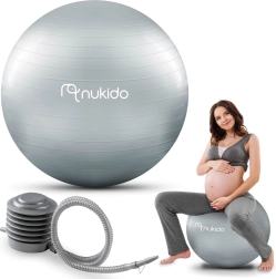 Ballon de grossesse et de fitness 65 cm NUKIDO avec pompe, gris