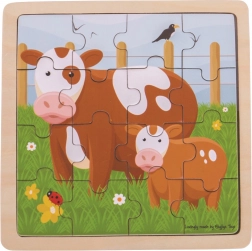 Bigjigs Toys puzzle en bois vache et son veau – 16 pièces