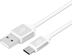 Câble USB-A vers USB-C 2 m, tressé argenté