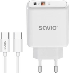 Chargeur secteur rapide 20 W avec câble USB‑C – SAVIO LA‑113