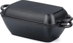 Cocotte en fonte 2-en-1 avec couvercle et poêle grill 3,5 l / 1,5 l