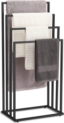 porte-serviettes métallique autoportant, 4 bras, noir mat