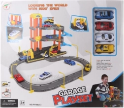 Garage en plastique à deux niveaux avec petites voitures