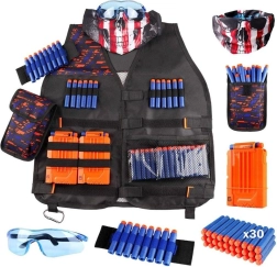 Gilet avec accessoires pour Nerf, 30 fléchettes, lunettes et masque