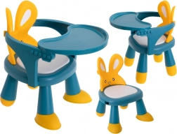 Chaise enfant avec tablette amovible lapin jaune-bleu