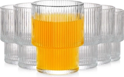 Verres à boissons 190 ml, verre nervuré, 6 pièces