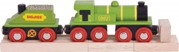 Bigjigs Rail locomotive verte avec tender et rails