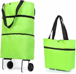 Ag392 sac pliable à roulettes vert