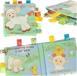 Livre sensoriel pour bébé avec un mouton et des étiquettes