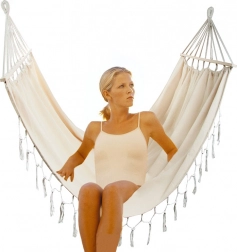 Hamac bohème de jardin pour deux personnes 200 × 150 cm avec franges