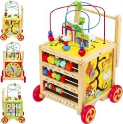 Chariot de marche en bois et cube éducatif pour enfants