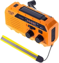 Radio solaire d’urgence à dynamo ADLER – powerbank, lampe LED et SOS
