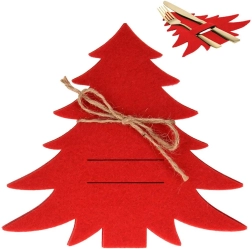 Étuis de couverts en feutrine de Noël en forme de sapin, rouges, lot de 4 pièces
