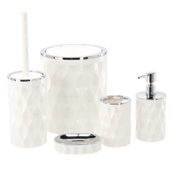 Ensemble rond de cinq accessoires de salle de bain – blanc