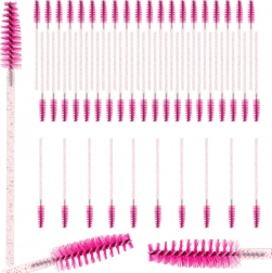 Lot de brosses spiralées pour cils et sourcils – 50 pcs, roses