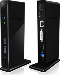 Station d’accueil de bureau ICY BOX avec USB, HDMI, LAN, DVI-I et entrée microphone