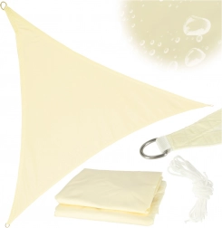 Voile d’ombrage extérieur terrasse imperméable triangulaire beige 4x4x4 m