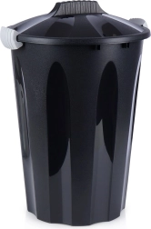 Poubelle en plastique avec couvercle 50 l, noire