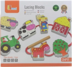 VIGA Blocs de Fermier en Bois à Enfiler Montessori