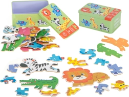 Puzzle pour enfants en boîte métallique – animaux du safari, 25 pièces