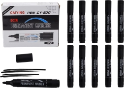 Lot de marqueurs permanents imperméables, noir, 10 pcs