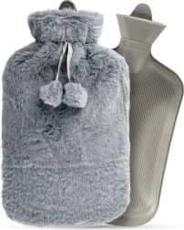 Bouillotte avec housse en peluche grise 2 l