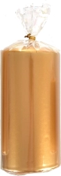 Bougie cylindrique métallique dorée 7 × 14 cm