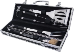 Set en acier d’ustensiles de barbecue dans une mallette, 9 pièces