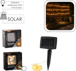 Guirlande lumineuse LED solaire sur fil, 100 LED blanc chaud, 11,9 m