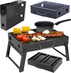 Gril portable pliable au charbon de bois pour camping et BBQ