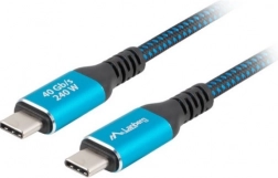 Câble USB-C Lanberg USB4 1,5 m 240 W noir-bleu