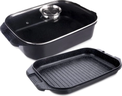 Plat romain en granit avec couvercle 3-en-1 GRANDE 41 × 26 × 15 cm, 7 l