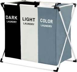 Panier à linge avec trois compartiments et organisateur 135L