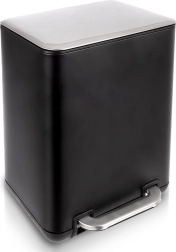 Poubelle à pédale en acier inoxydable, noire, 6 l