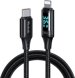 Câble Mcdodo USB‑C vers Lightning 36 W avec écran LED 1,2 m noir