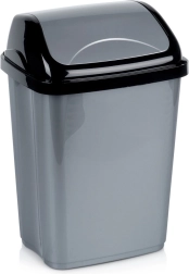 Poubelle en plastique 10 l, grise avec couvercle basculant