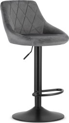 Tabouret de bar pivotant avec hauteur réglable et repose-pieds, velours gris