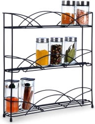 Étagère à épices métallique à trois niveaux 33,5 × 6,5 × 33,5 cm