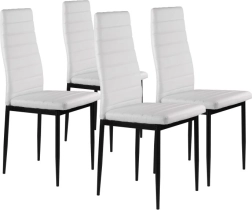 Ensemble de 4 chaises de salle à manger avec dossier ergonomique en éco-cuir, blanches