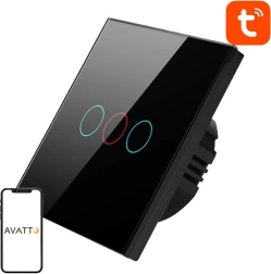 Interrupteur intelligent WiFi Avatto 3 voies TUYA (noir)