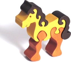 Fauna puzzle en bois à encastrer cheval marron
