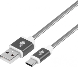 Câble tressé USB–USB‑C 1,5 m, gris