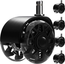 Roulettes pour chaise de bureau 2,5" RUHHY, noir, lot de 5 pièces